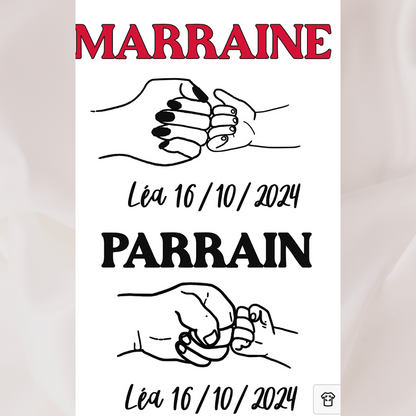 Plexiglass Mains PARRAIN/ MARRAINE